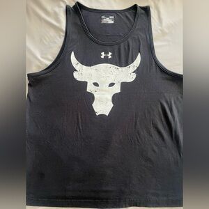 Under Armour Black Tank with White Bull Graphic - Project Rock collaboration.